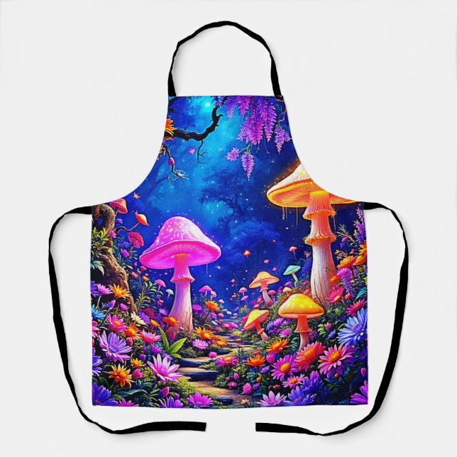 Tablier Forêt de champignons enchantée (Recto)