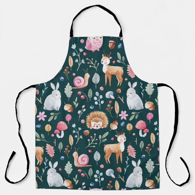 Tablier Forêt de fées à l'aquarelle motif pour enfants (Recto)