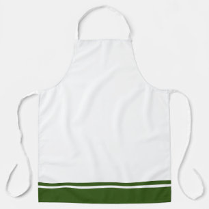 Tablier Forêt Sportive Green Hem Racing Stripes Sur Blanc