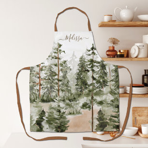 Tablier Forêt verte aquarelle