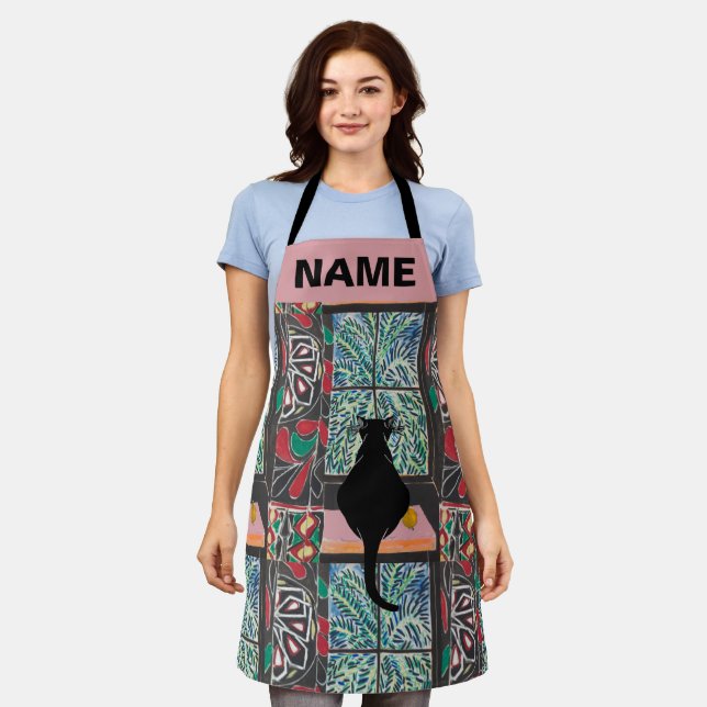 Tablier Formes Abstraites, style Matisse, ajouter du texte (Porté)