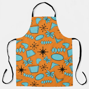 Tablier Formes atomiques MCM Turquoise sur orange