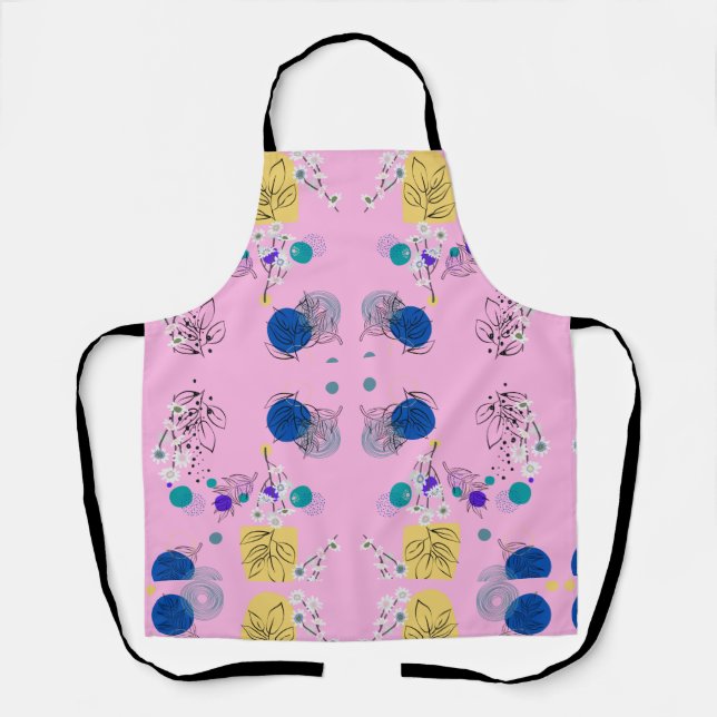 Tablier Formes botaniques abstraites florales boho rose mo (Recto)