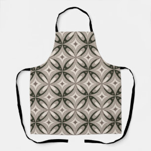 Tablier Formes circulaires rétro beige et marron