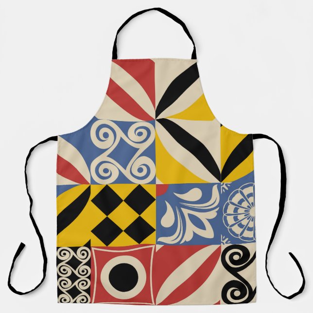 Tablier Formes géométriques rétro : azulejos. (Recto)