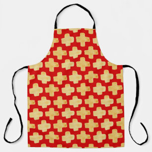 Tablier Formes organiques motif naïf avec croix dorées o