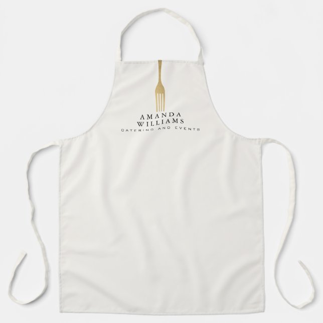 Tablier Fourchette en Or Faux Moderne sur Fond Ivoire (Recto)