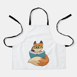 Tablier Fox as nerd with Book & Glasses