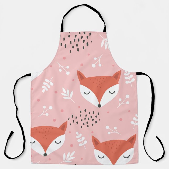 Tablier Fox Fun : Motif de forêt mignon (Recto)