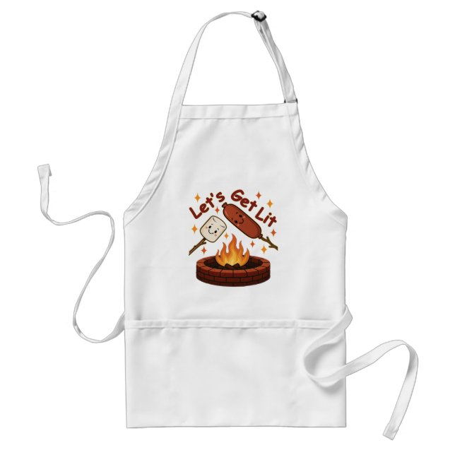 Tablier Foyer Let’s Get Lit – Mignon marshmallow et hot do (Devant)