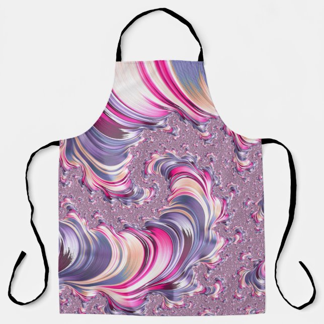 Tablier Fractale en spirale rose violet abstrait (Recto)