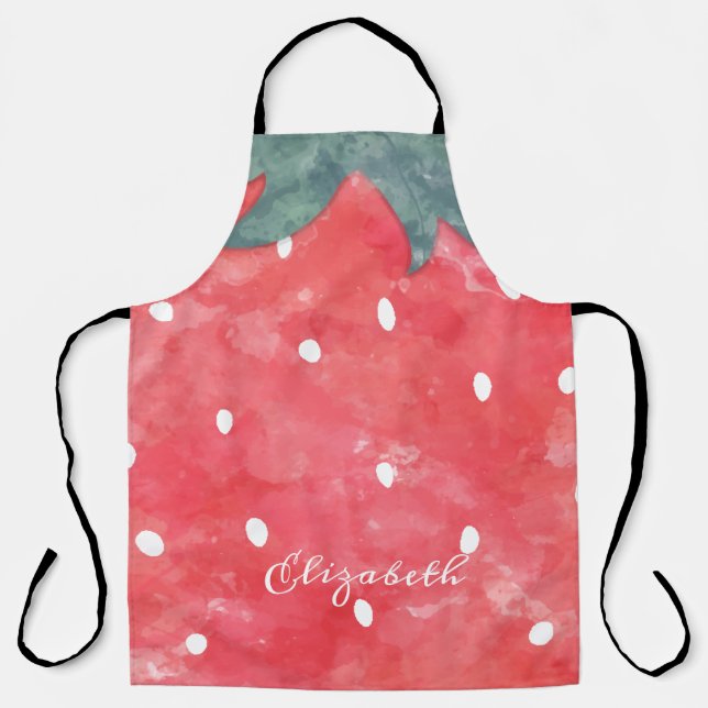 Tablier Fraise à l'aquarelle mignonne (Recto)
