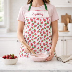 Tablier Fraise et Abeille Personnalisé Mignon