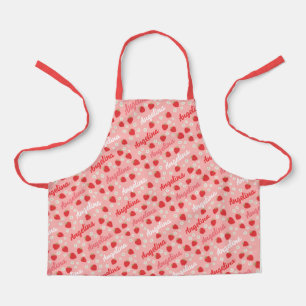 Tablier Fraise rose Nom personnalisé Girls Apron