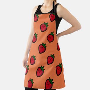 Tablier Fraises de Cartoon Rouge mignonne pour les végétar