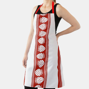 Tablier Fraises Luxe Rayures Jacquard