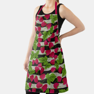 Tablier Framboise Rayures Modernes Noir et Blanc