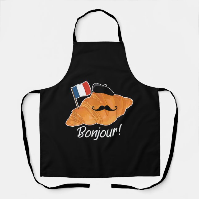 Tablier Français Croissant Lover France Drapeau Francophil (Recto)