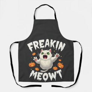 Tablier Freakin Meowt Éffrayant Halloween Pastel Cat Ghost