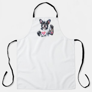 Tablier French Bulldog I Heart Mom Tattoo Apron