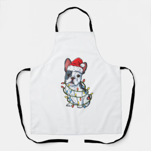 Tablier French Bulldog Santa Christmas Tree Lights Xmas Bo