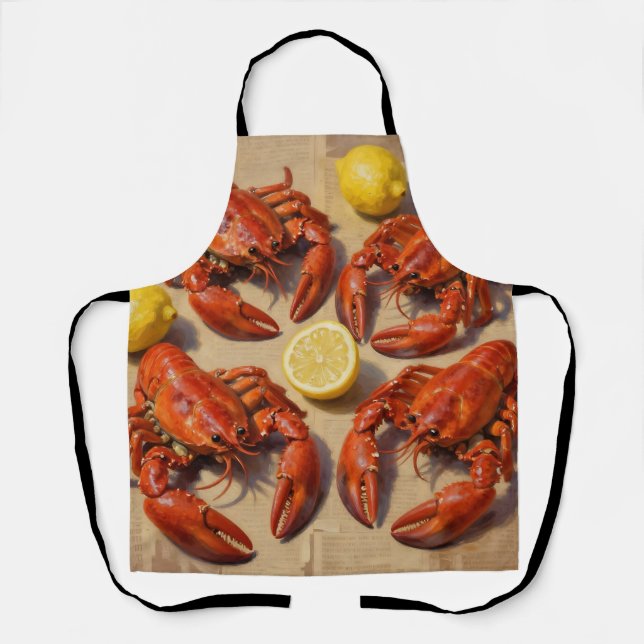 Tablier Fresh Boiled Lobster Lemon Newspaper Feast (Recto)