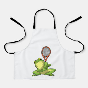 Tablier Frog at Tennis with Tennis racket