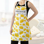Tablier Fromage Suisse Ajouter Votre Boutique Nom Du Chef<br><div class="desc">Agréable tablier avec un motif de coins de fromage jaune et deux lignes de texte personnalisé. Ajoutez le nom d'une personne, le nom du propriétaire de la fromagerie ou du restaurant, le nom du café ou du magasin ou supprimez le texte et le rectangle et utilisez simplement le motif. Parfait...</div>