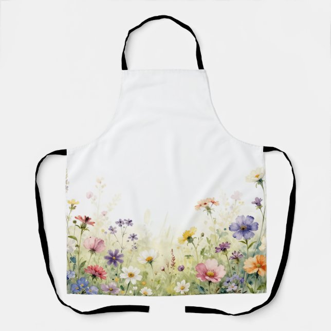 Tablier Frontière florale pastel de prairie de fleurs sauv (Recto)