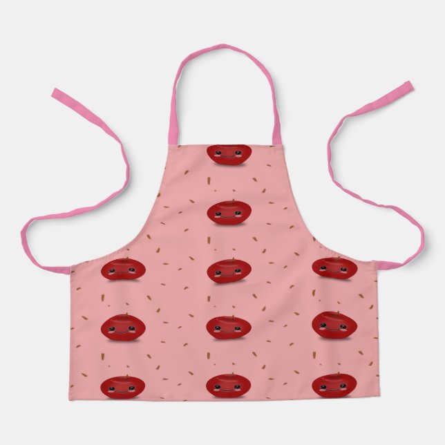 Tablier Fruit kawaii aux pommes rouges (Recto)