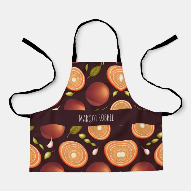 Tablier Fruits Brown orange Motif coloré (Recto)