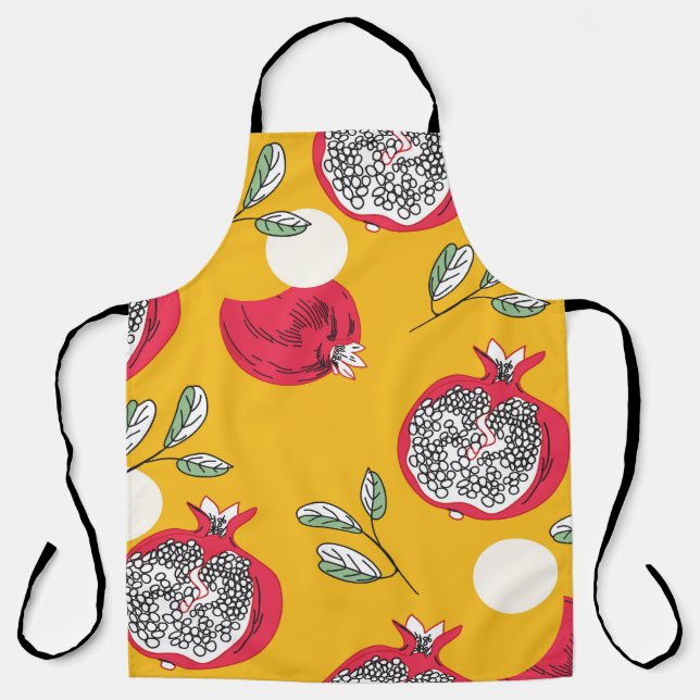 Tablier Fruits de grenat : Motif Vintage à main. (Recto)