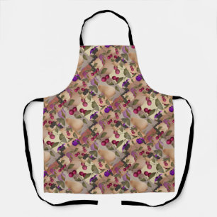 Tablier Fruits, patchwork, baies, poire, cerise, prune