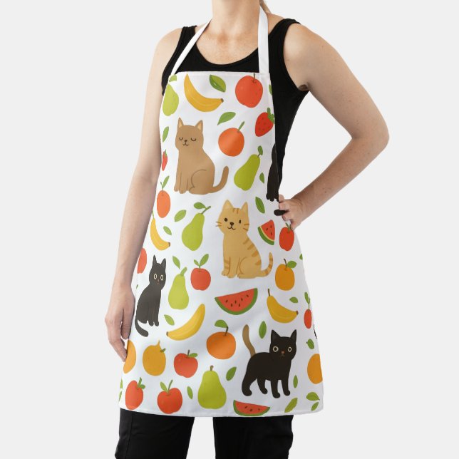 Tablier Fruity Feline Kitchen Apron: Cute Cats and Fruit  (Insitu)