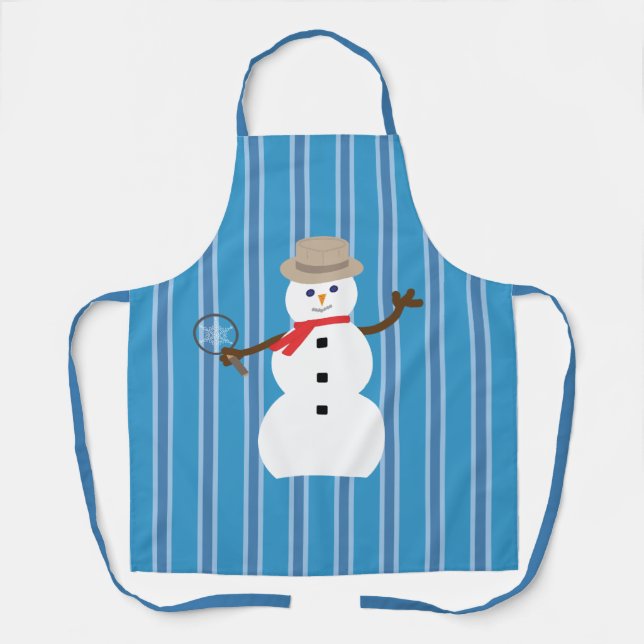 Tablier Fun and Fancy Blue Snowman Inspecteur (Recto)