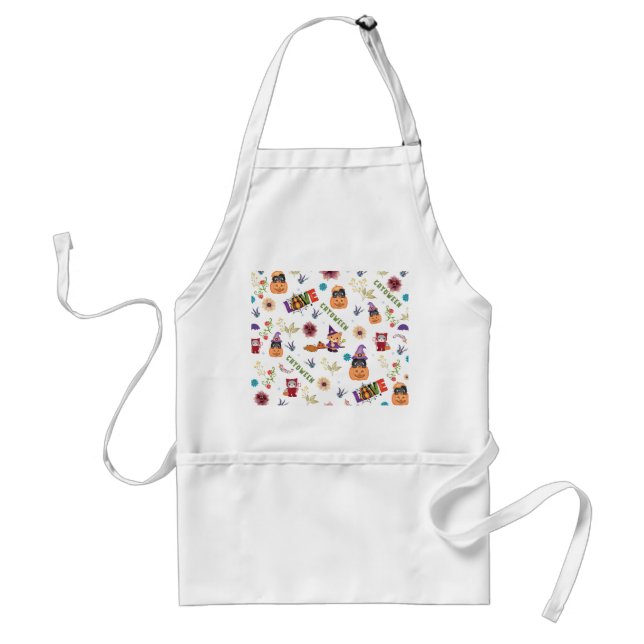 Tablier Fun Casquette violet Catoween, mignon Citrouille o (Devant)