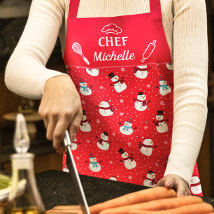 Tablier Fun charmant chef de neige Noël