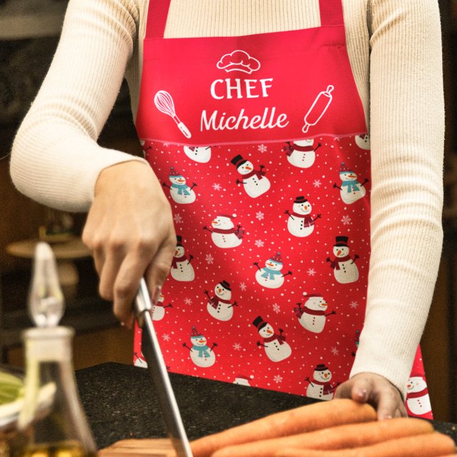Tablier Fun charmant chef de neige Noël (Créateur téléchargé)
