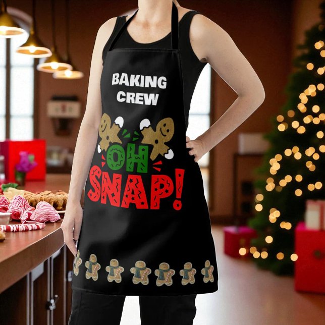 Tablier Fun Christmas Gingerbread Homme "Oh Snap" (Christmas gingerbread man cookie template text)