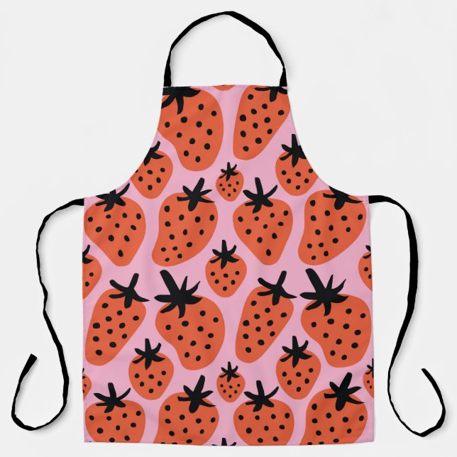 Tablier Fun dessin libre fraise sans couture motif d (Recto)