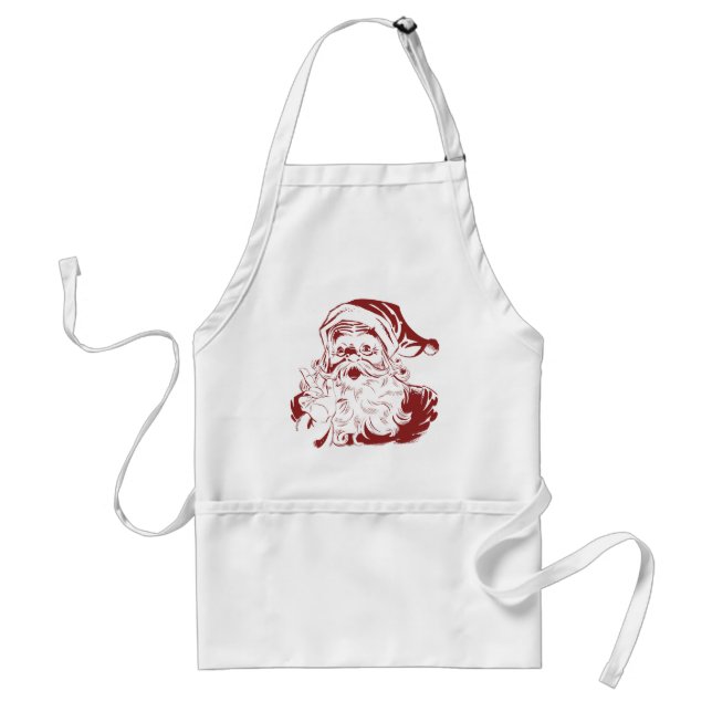 Tablier Fun Retro Merry Christmas Jolly Santa Claus in Red (Devant)
