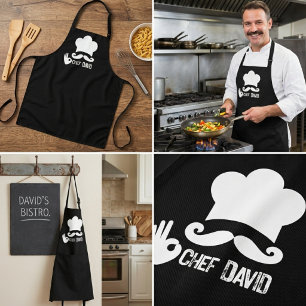 Tablier Funky Black Mustache Custom