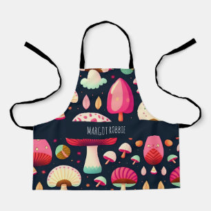 Tablier Funky champignon bleu rose Motif issométrique