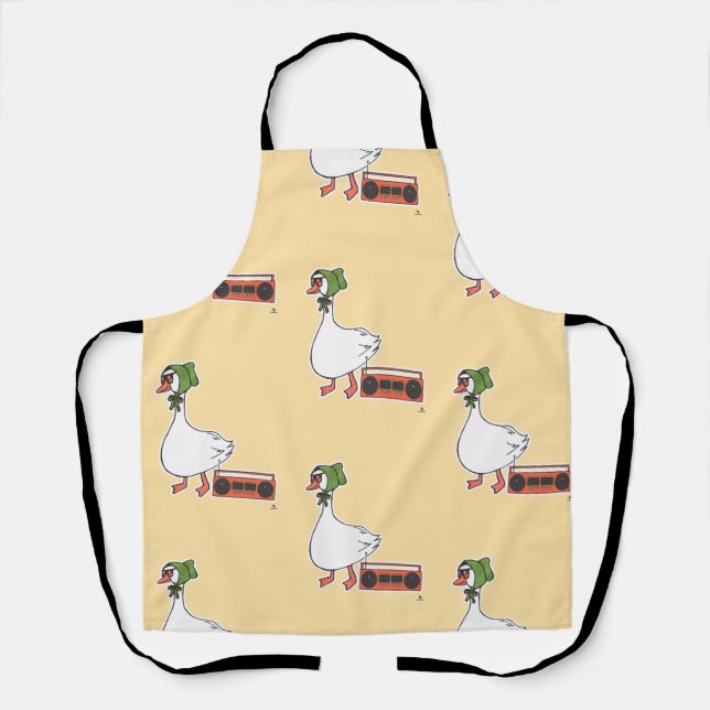 Tablier Funny 80s Bonnet Funny Kitchen Goose Motif (Recto)