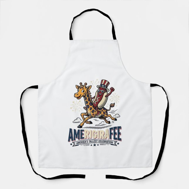 Tablier Funny Amerigiraffee Patriotique Giraffe Hot Dog Ch (Recto)