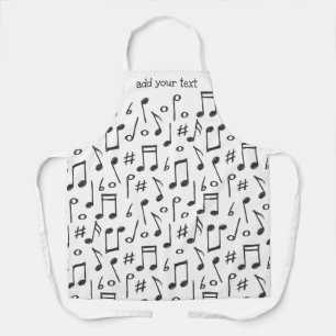 Tablier Funny Black and White Music Notes Motif
