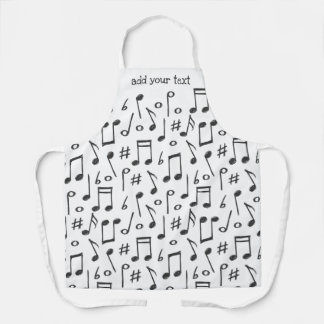 Tablier Funny Black and White Music Notes Motif