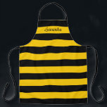 Tablier Funny Classic Bumble Bee Stripes Motif rayé<br><div class="desc">Un design motif classique à rayures larges mignonnes,  avec des rayures noires et jaunes inspirées des bees de bosse.</div>