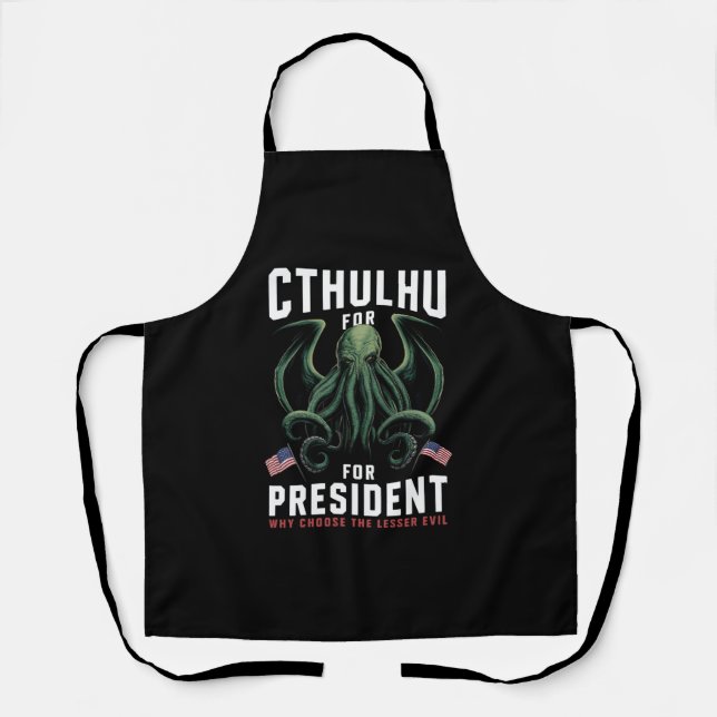 Tablier Funny Elections 2024 Cthulhu pour le président (Recto)