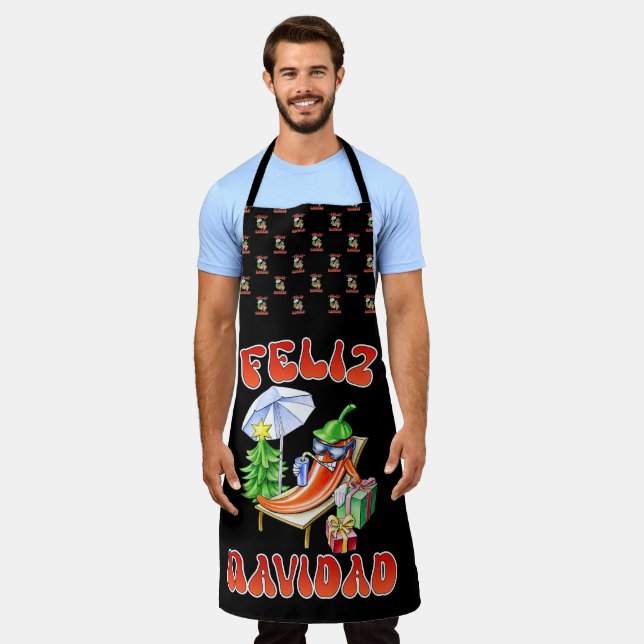 Tablier Funny Feliz Navidad Cute Christmas Chili (Porté)